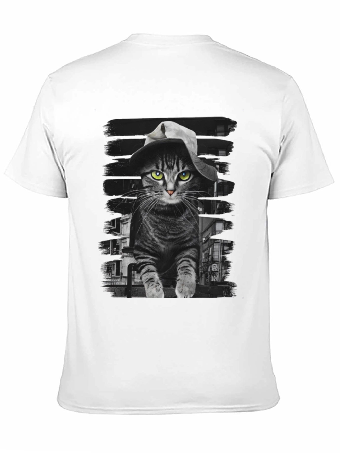 Camiseta Negra con Gato Detective