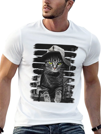 Camiseta Negra con Gato Detective