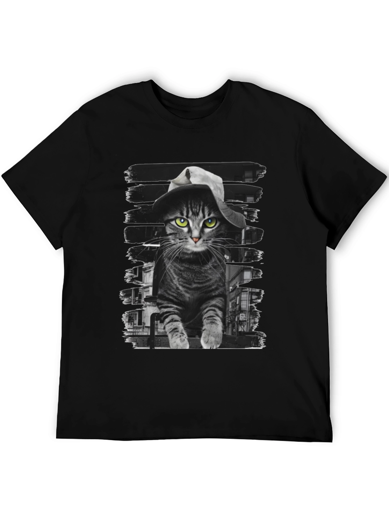 Camiseta Negra con Gato Detective