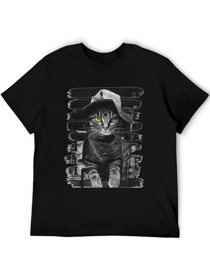 Camiseta Negra con Gato Detective