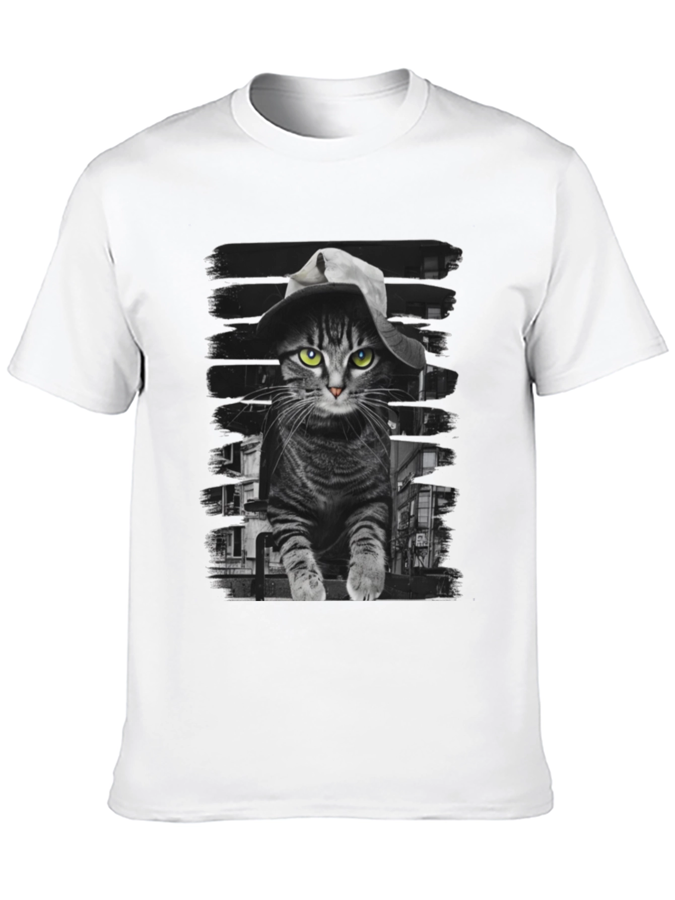 Camiseta Negra con Gato Detective