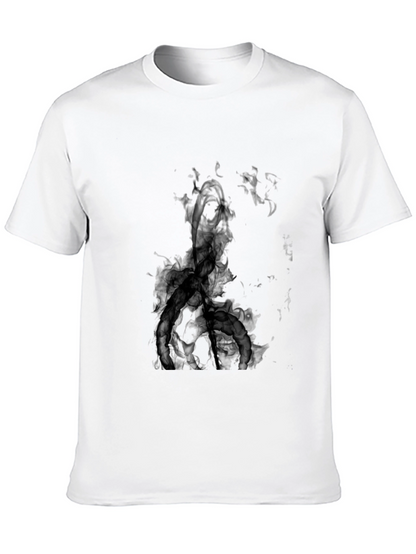 Camiseta Negra con Diseño Abstracto en Blanco y Negro