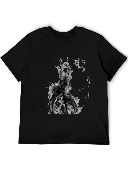 Camiseta Negra con Diseño Abstracto en Blanco y Negro
