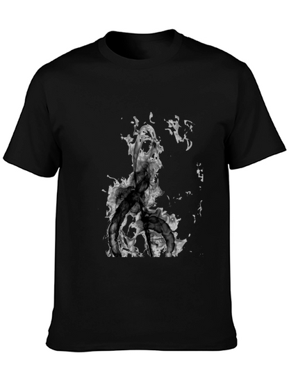 Camiseta Negra con Diseño Abstracto en Blanco y Negro