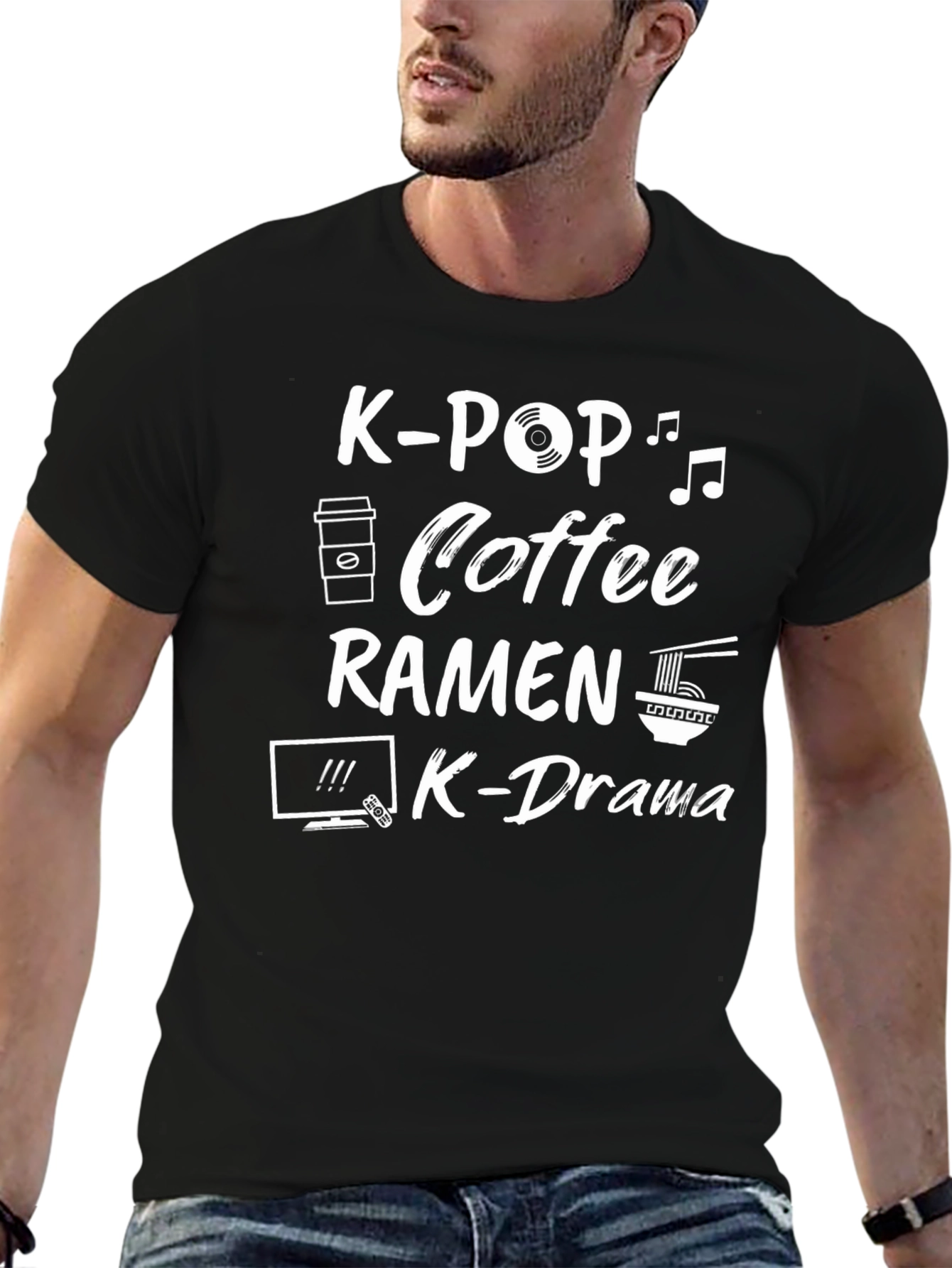 Camiseta Negra K-Pop Café Ramen K-Drama
