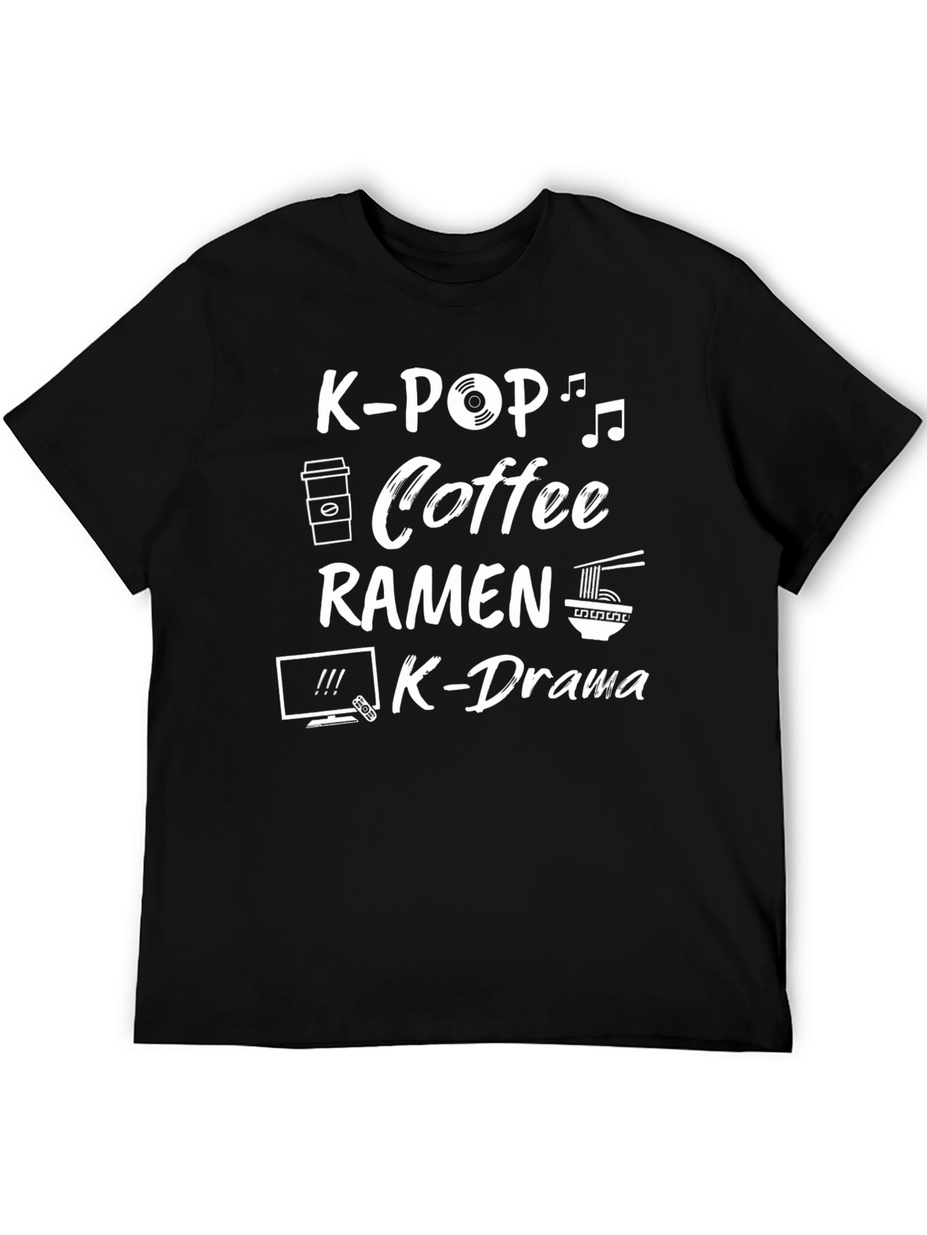 Camiseta Negra K-Pop Café Ramen K-Drama