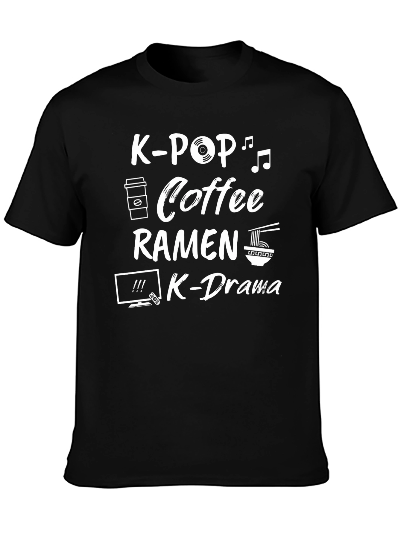 Camiseta Negra K-Pop Café Ramen K-Drama