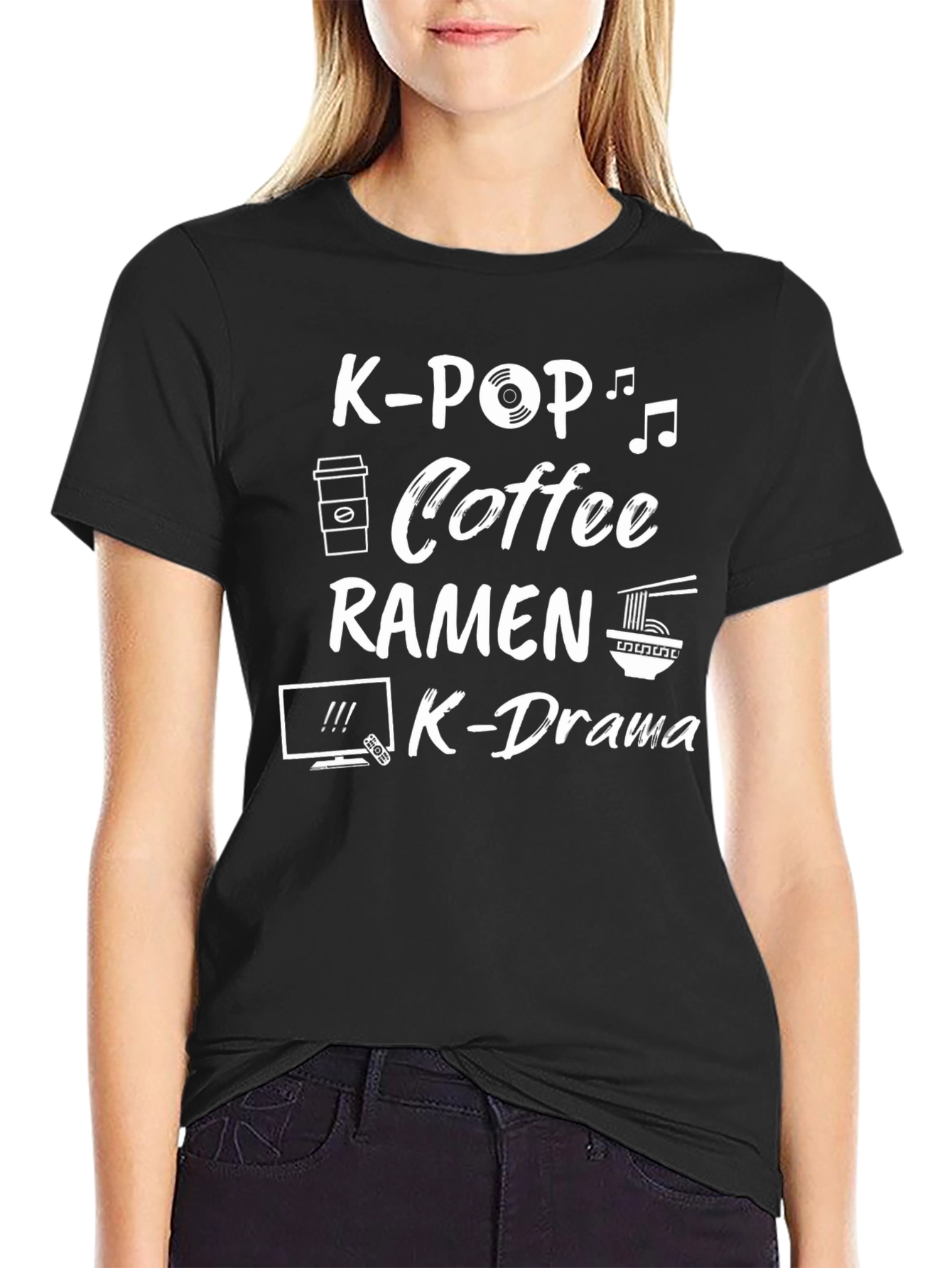 Camiseta Negra K-Pop Café Ramen K-Drama