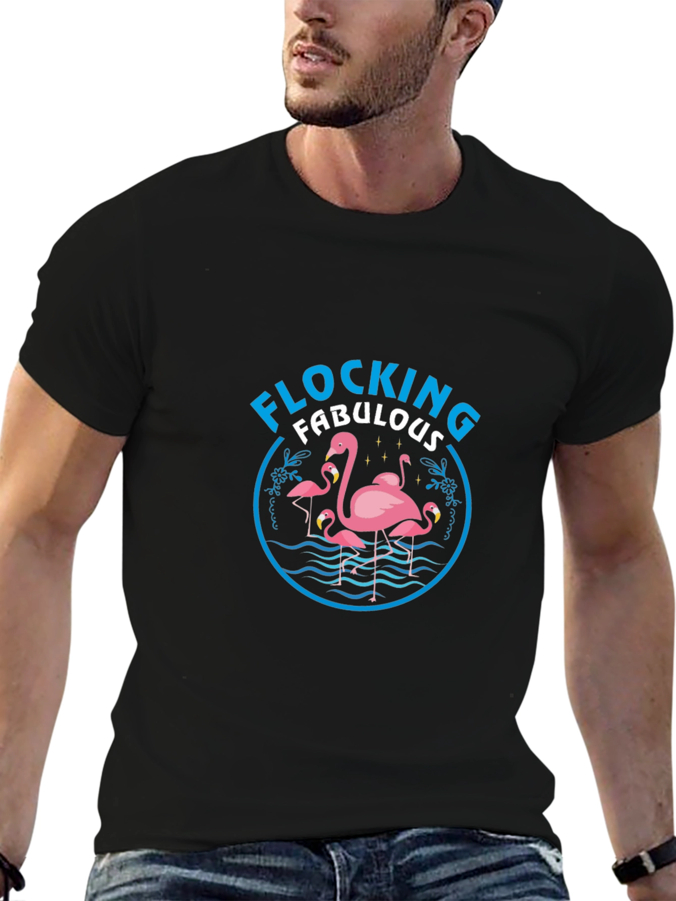 Camiseta Negra Flamencos Flocking Fabulous
