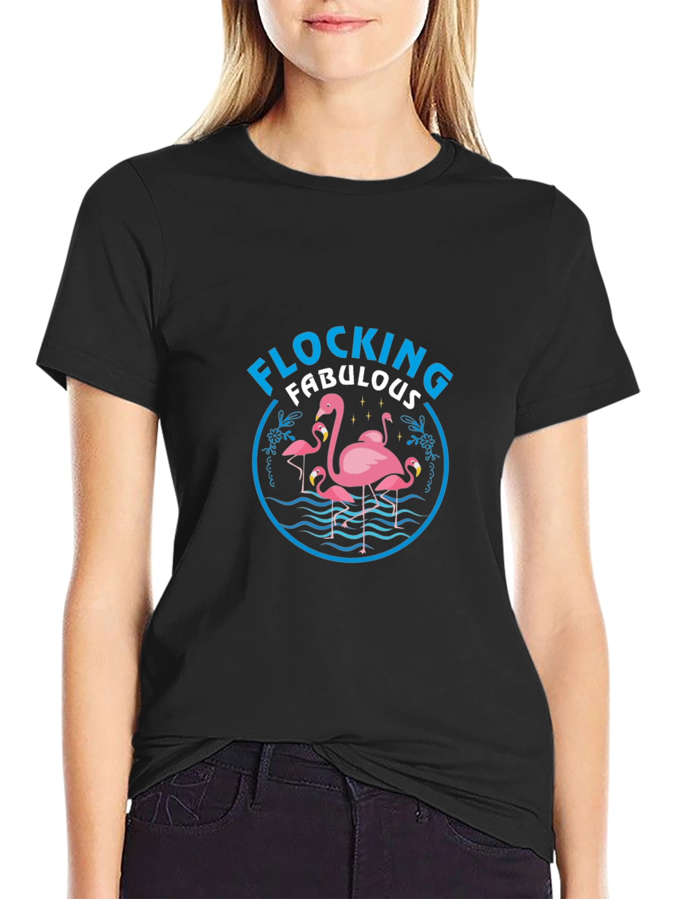 Camiseta Negra Flamencos Flocking Fabulous