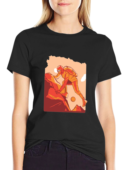 Camiseta Negra con Diseño de Escalador de Montaña