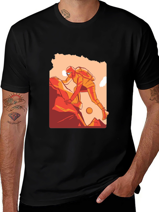 Camiseta Negra con Diseño de Escalador de Montaña
