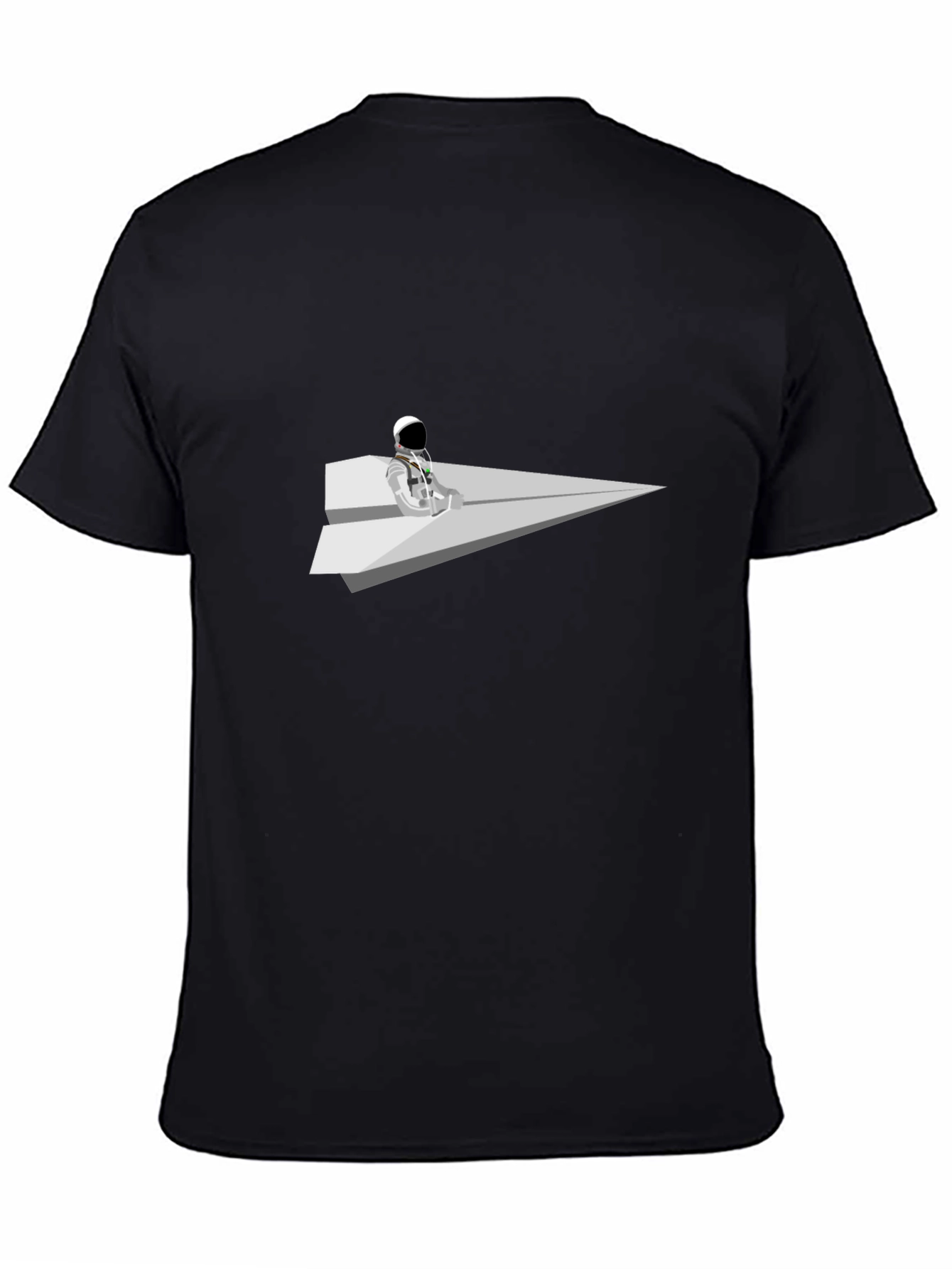 Camiseta Negra Astronauta Avión de Papel