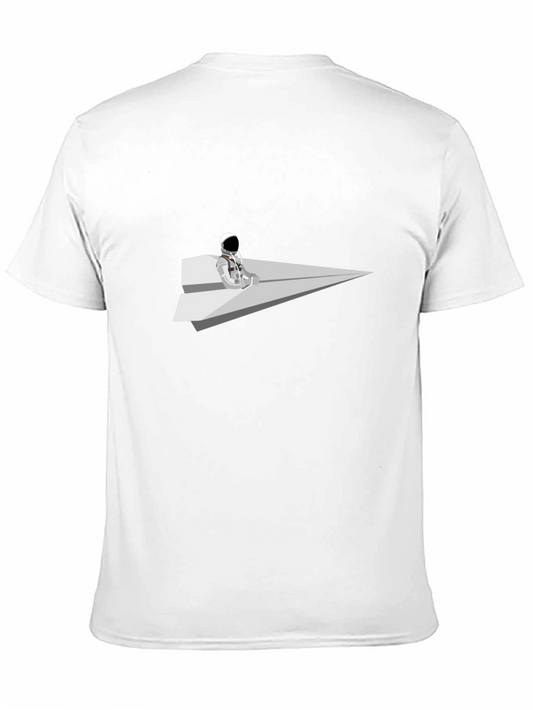 Camiseta Negra Astronauta Avión de Papel