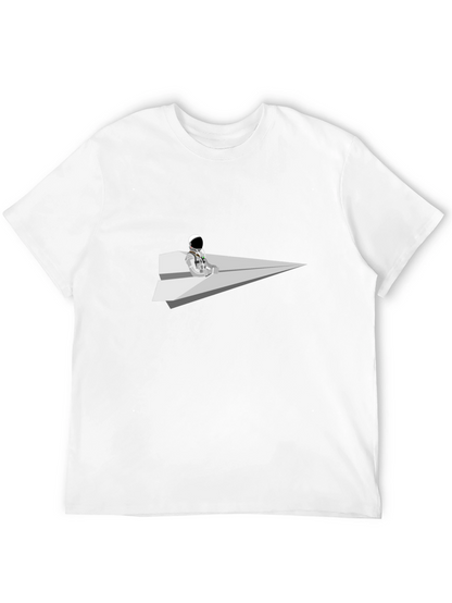 Camiseta Negra Astronauta Avión de Papel
