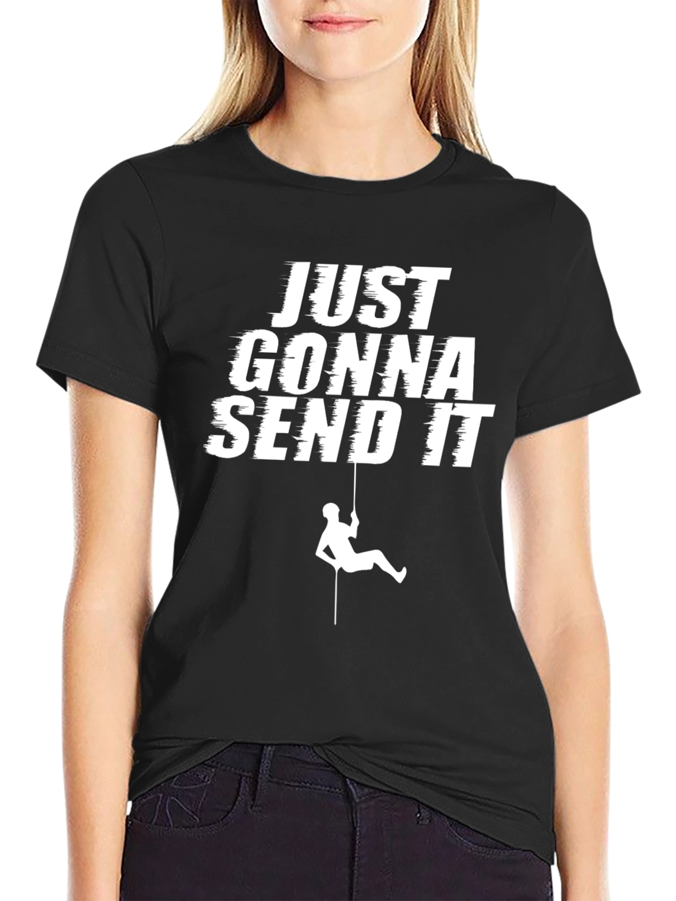 Camiseta Negra: Just Gonna Send It - Aventura Escalada