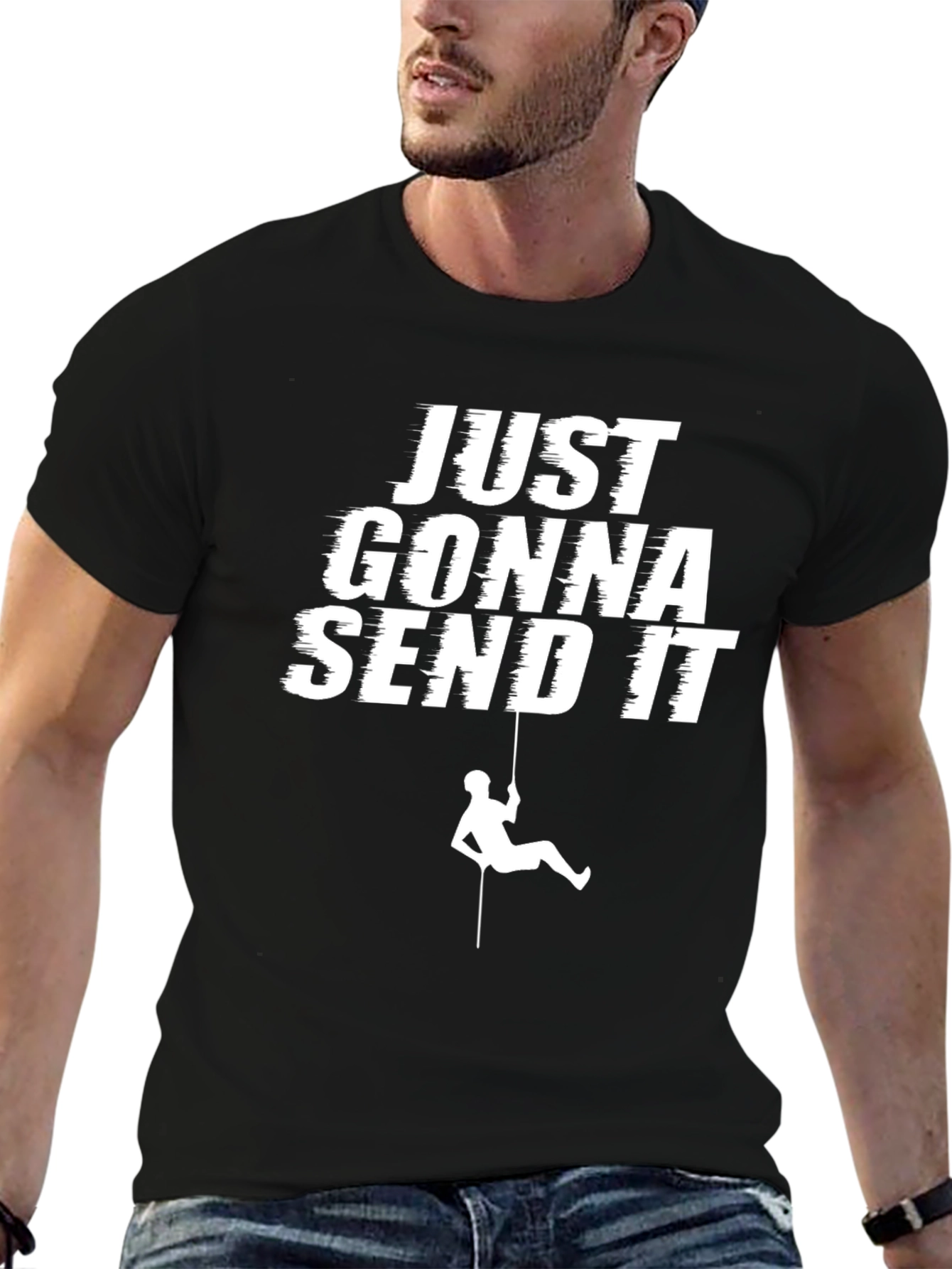 Camiseta Negra: Just Gonna Send It - Aventura Escalada