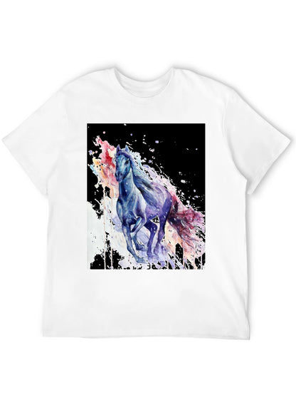 Camiseta Negra con Diseño de Caballo Acuarela