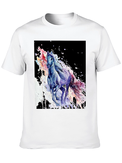 Camiseta Negra con Diseño de Caballo Acuarela