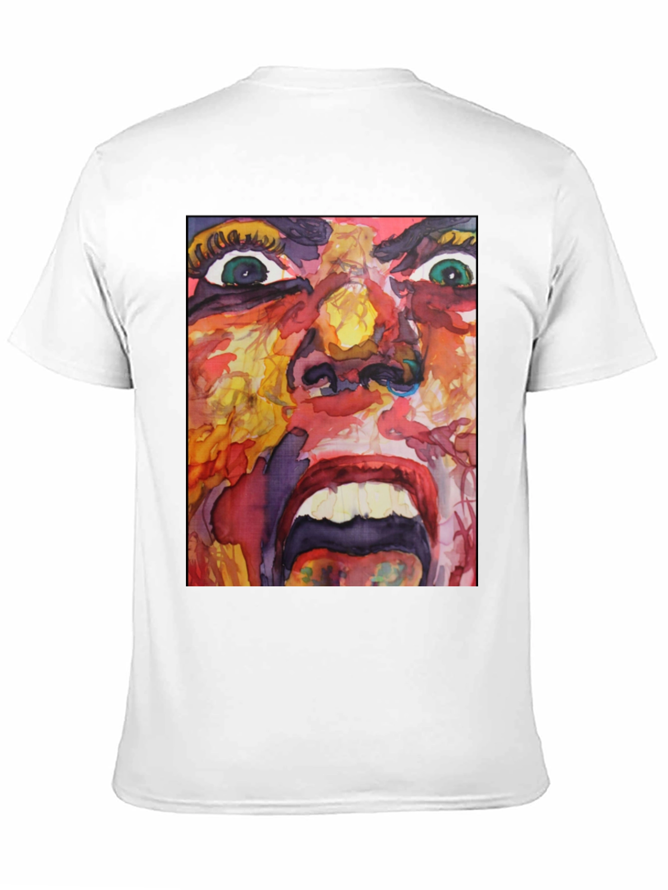 Camiseta Negra con Estampado Abstracto Expresivo
