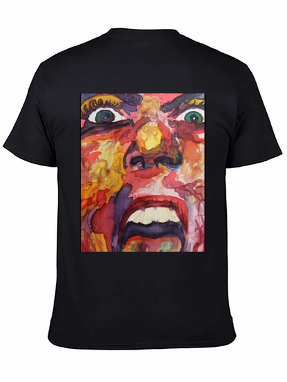 Camiseta Negra con Estampado Abstracto Expresivo