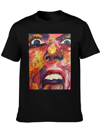 Camiseta Negra con Estampado Abstracto Expresivo