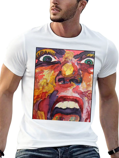 Camiseta Negra con Estampado Abstracto Expresivo