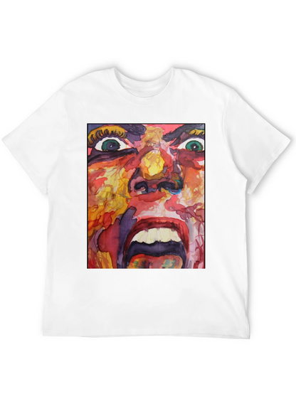 Camiseta Negra con Estampado Abstracto Expresivo