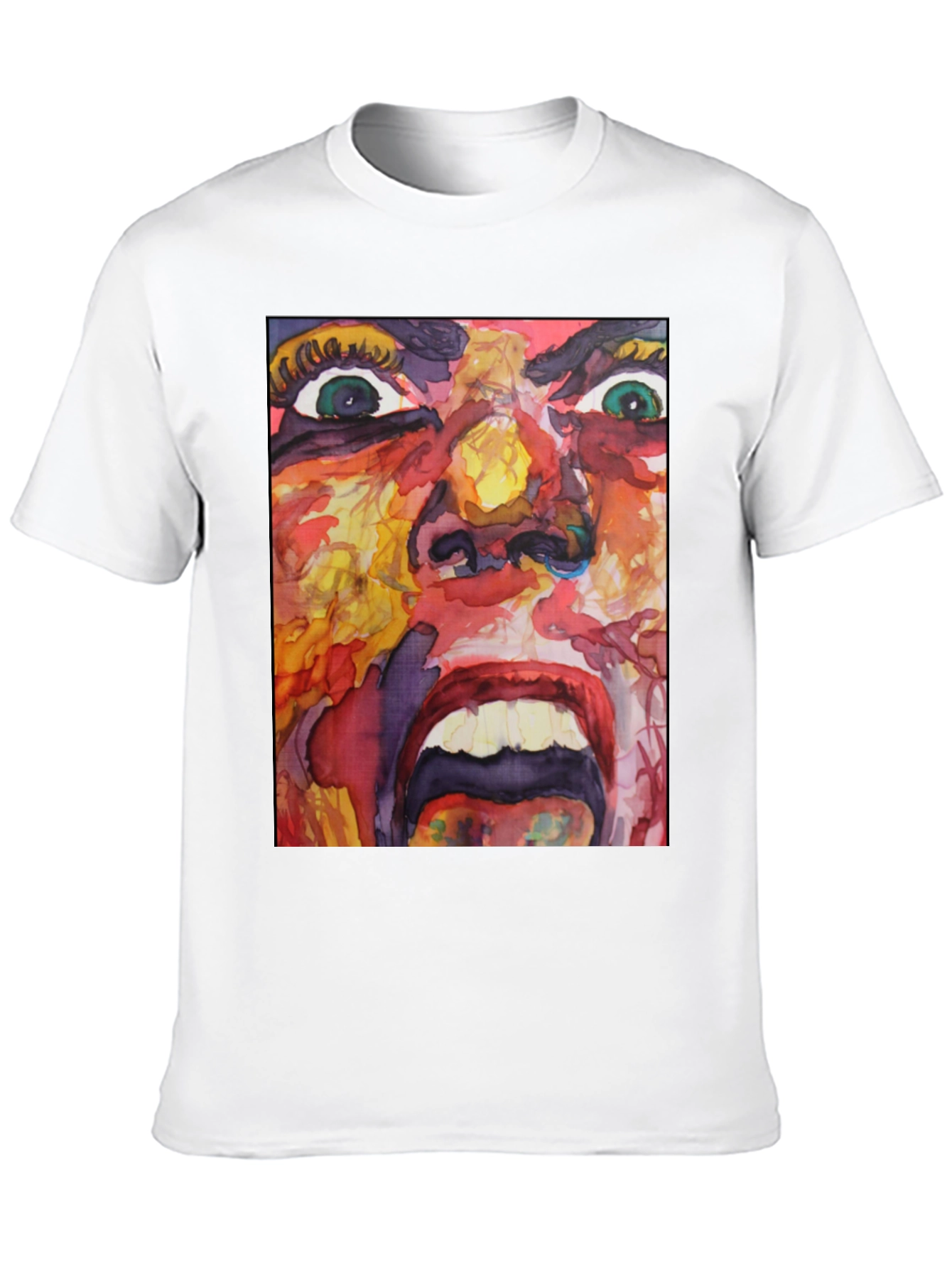 Camiseta Negra con Estampado Abstracto Expresivo