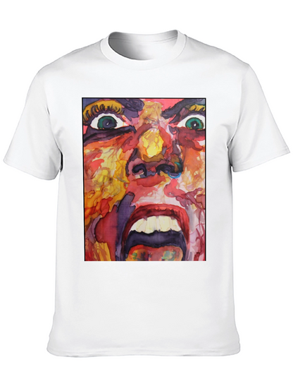 Camiseta Negra con Estampado Abstracto Expresivo