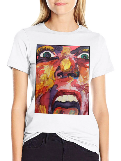 Camiseta Negra con Estampado Abstracto Expresivo