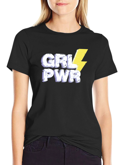 Camiseta Negra GRL PWR con Rayo para Mujer