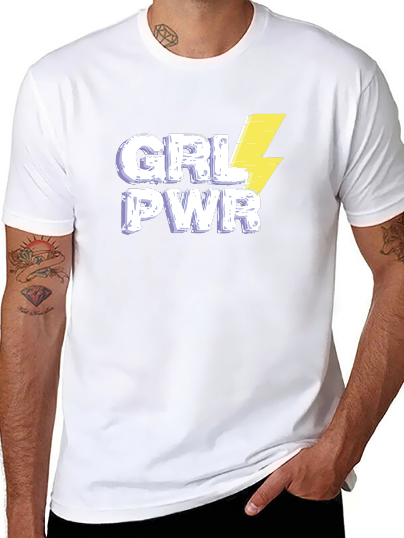 Camiseta Negra GRL PWR con Rayo para Mujer