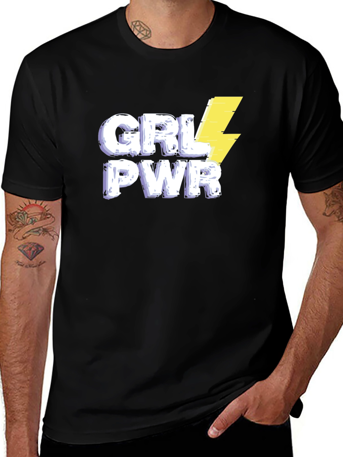 Camiseta Negra GRL PWR con Rayo para Mujer