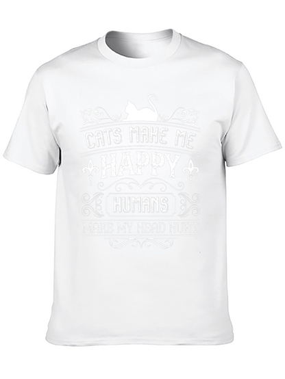 Camiseta Negra con Diseño de Gatos y Humor