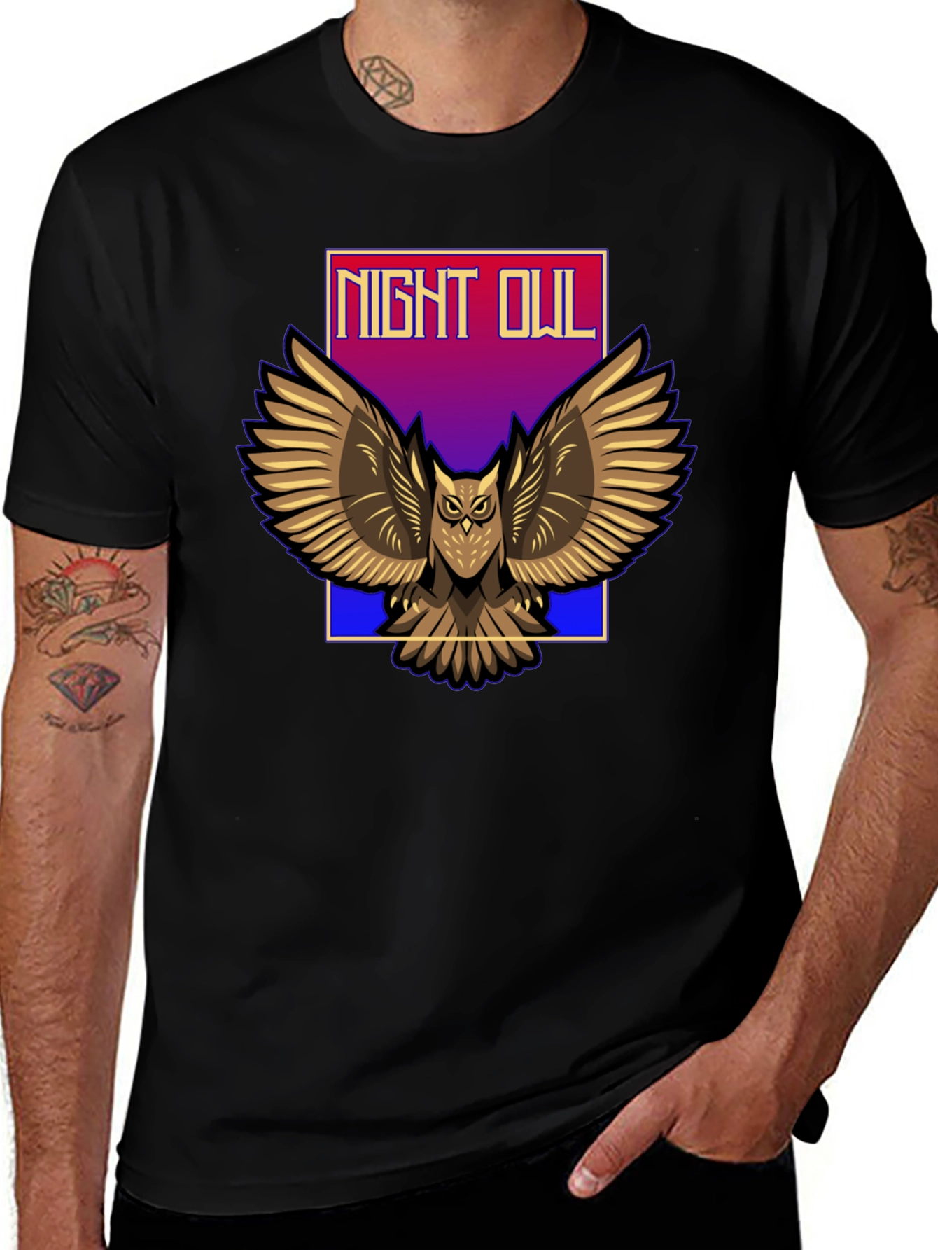 Camiseta Negra Night Owl para Hombre