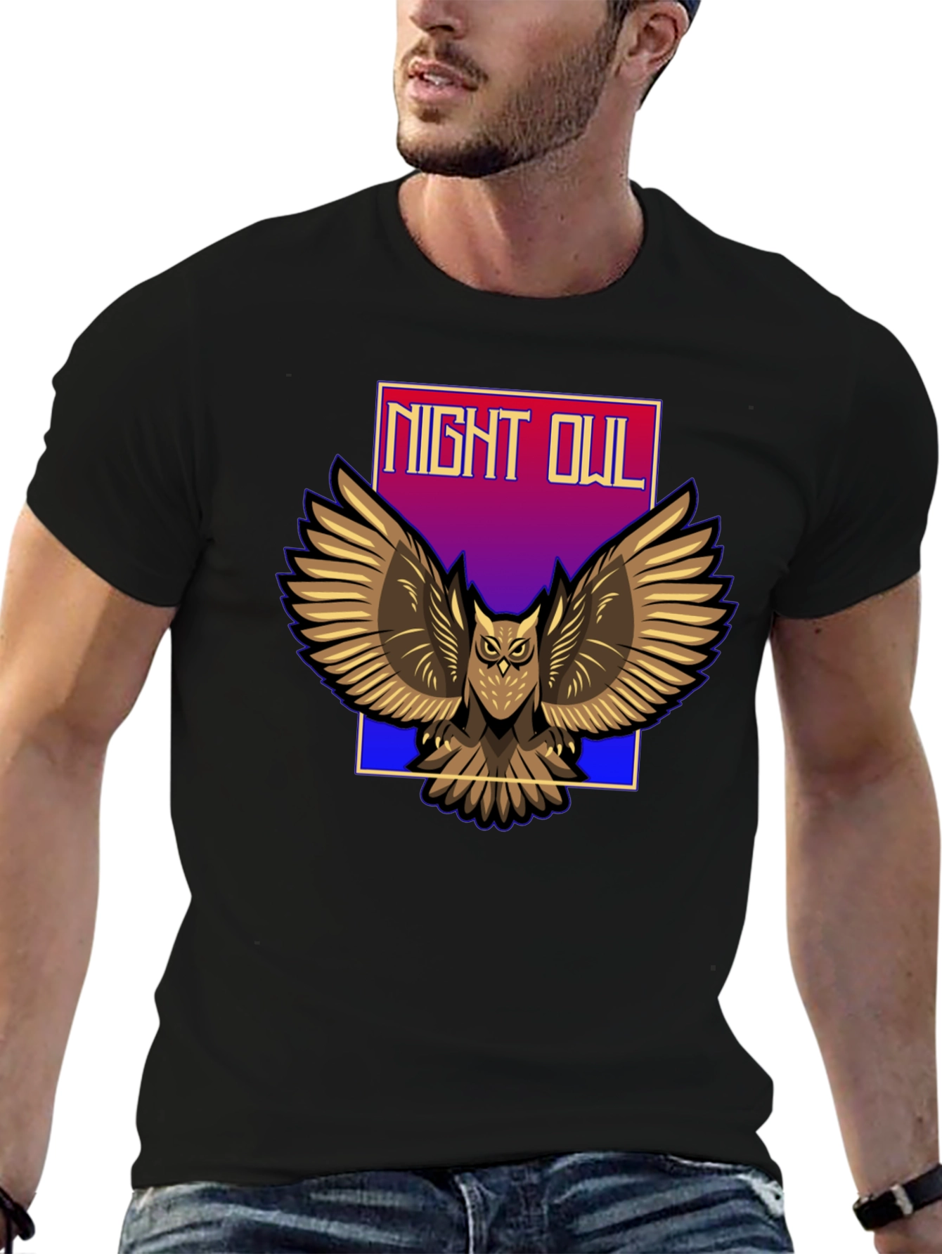 Camiseta Negra Night Owl para Hombre