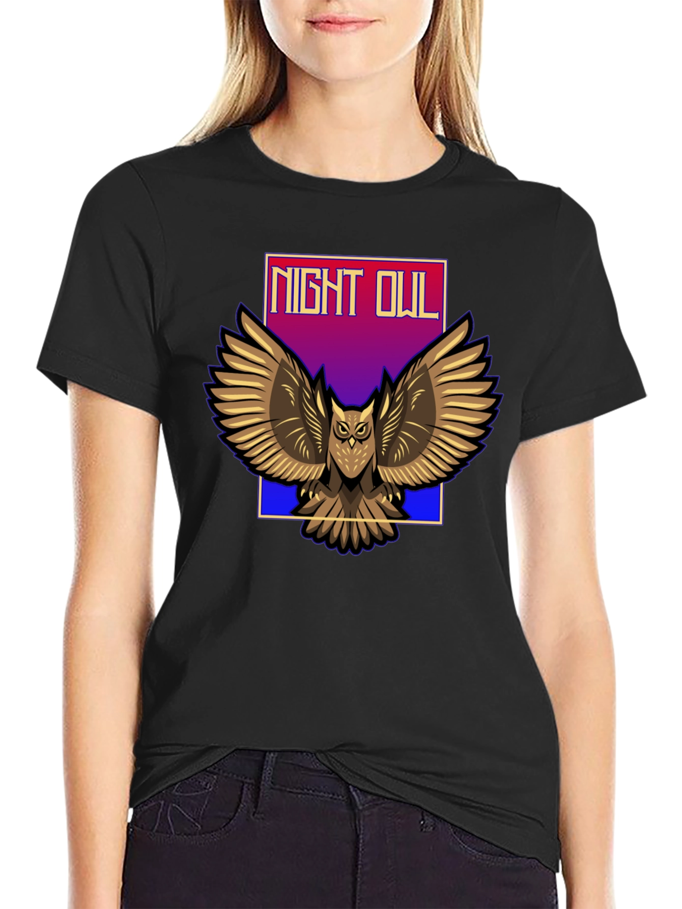 Camiseta Negra Night Owl para Hombre