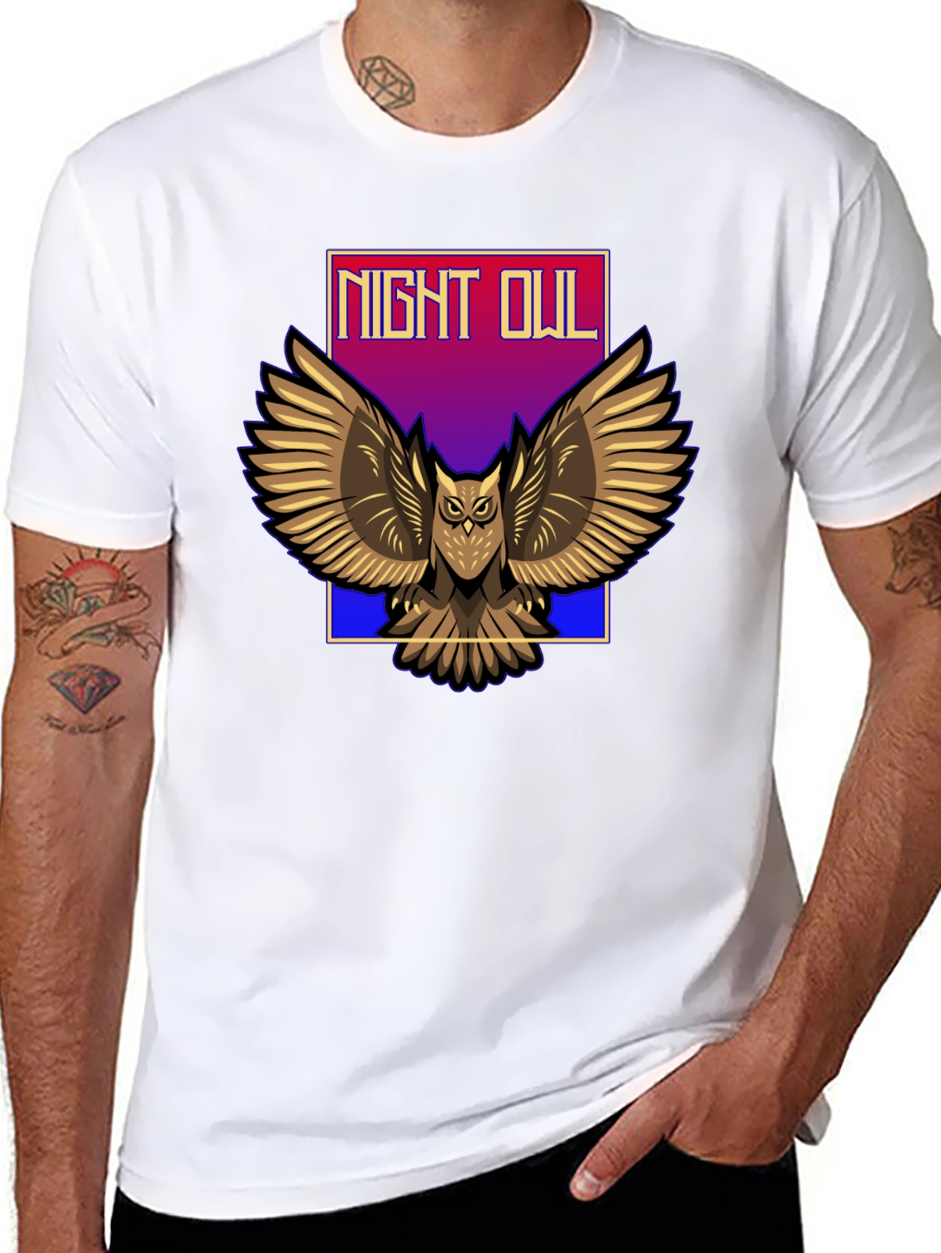Camiseta Negra Night Owl para Hombre