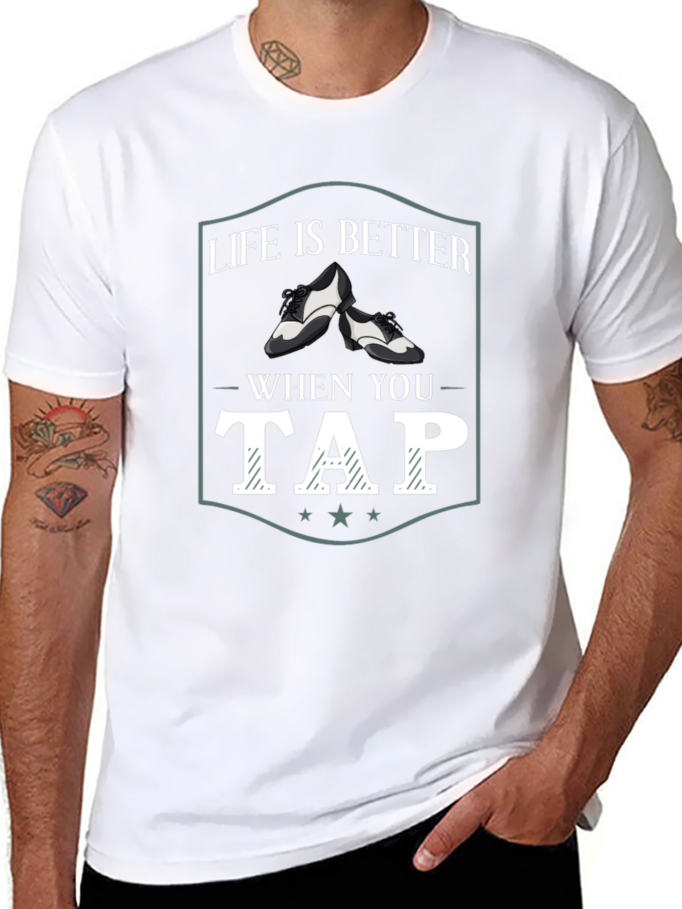 Camiseta Negra La Vida es Mejor Bailando Tap