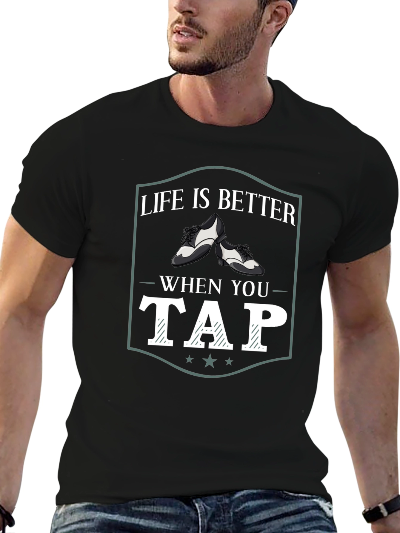 Camiseta Negra La Vida es Mejor Bailando Tap