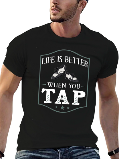 Camiseta Negra La Vida es Mejor Bailando Tap