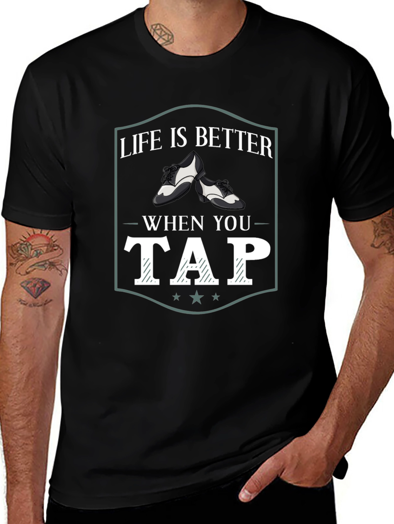 Camiseta Negra La Vida es Mejor Bailando Tap