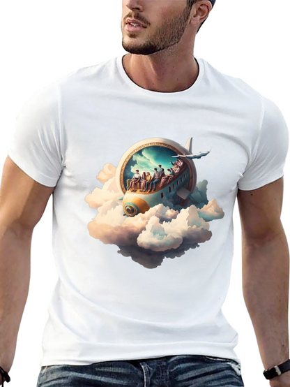 Camiseta Negra con Diseño de Avión Fantasía