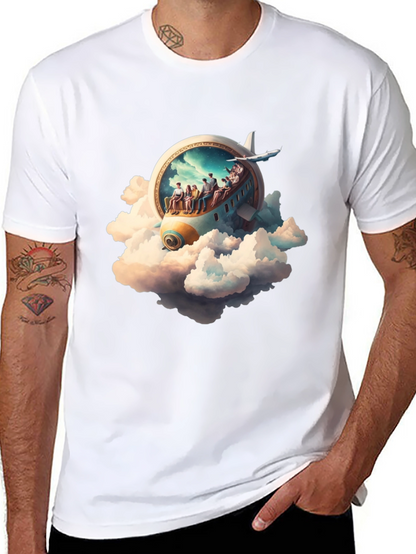 Camiseta Negra con Diseño de Avión Fantasía