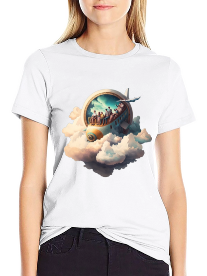 Camiseta Negra con Diseño de Avión Fantasía
