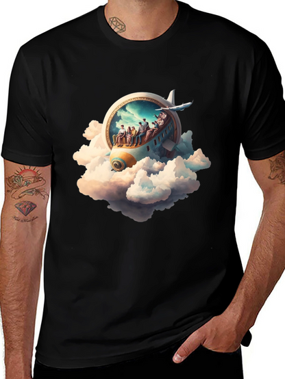Camiseta Negra con Diseño de Avión Fantasía