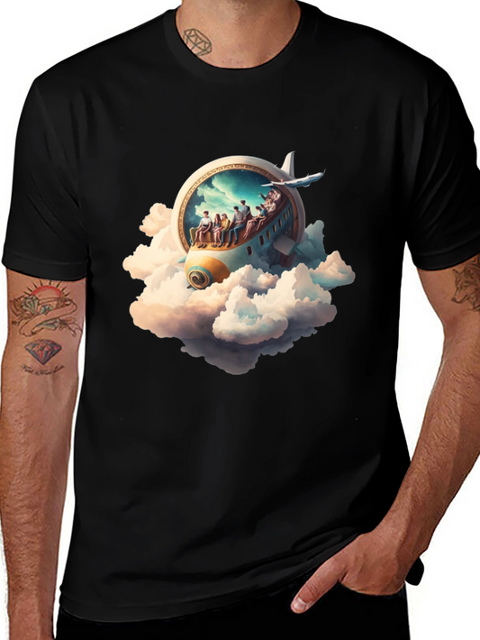 Camiseta Negra con Diseño de Avión Fantasía