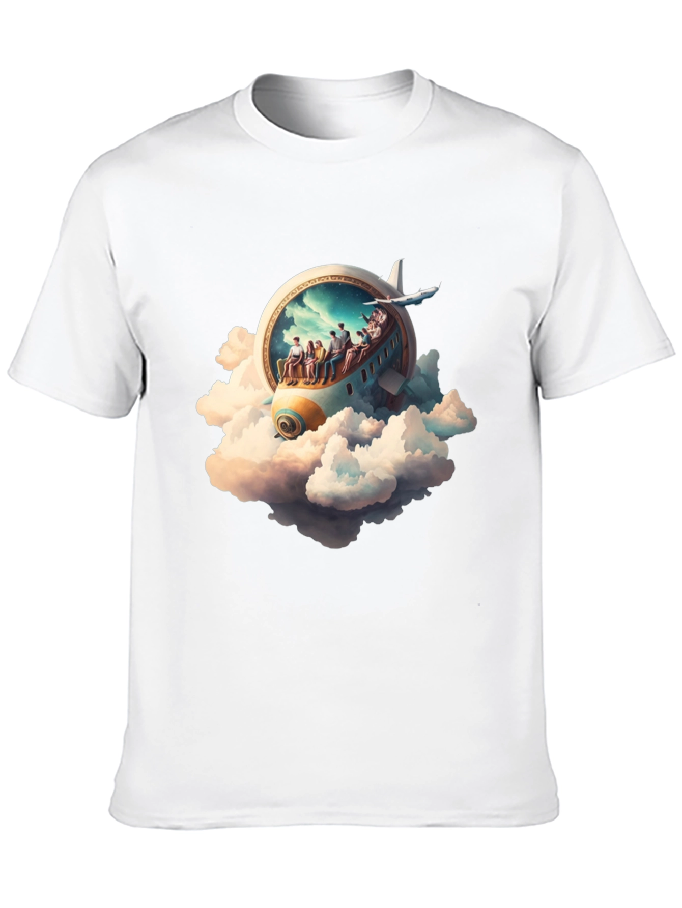 Camiseta Negra con Diseño de Avión Fantasía
