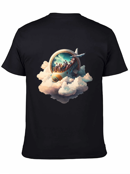 Camiseta Negra con Diseño de Avión Fantasía